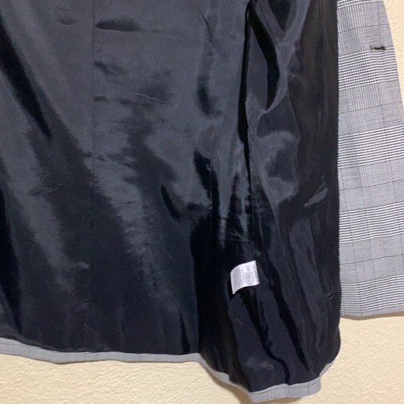 Anne Klein Blazer Jacket 14 Double Breasted Hounds Tooth Black White Pockets - Picture 8 of 15